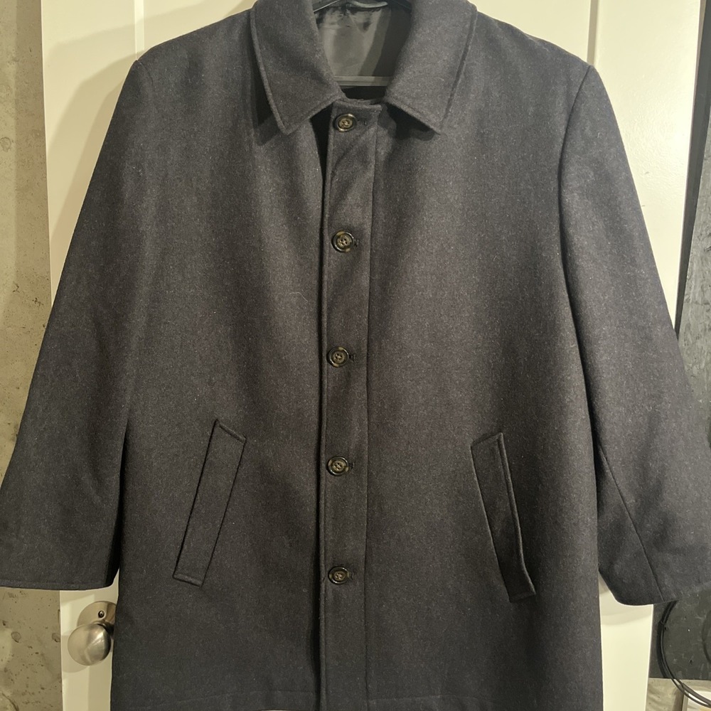 Lauren Ralph Lauren Men's XL Wool Blend Car Coat Zip Bib Hidden Button Charcoal